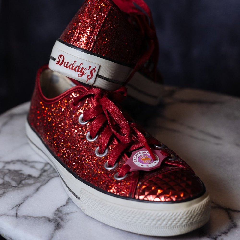 Daddy'$ Harley Quinn Inspired Red Sparkly Sneaker